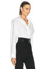 ALAÏA Belted Shirt in Blanc, view 2, click to view large image.