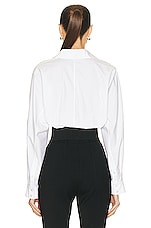ALAÏA Belted Shirt in Blanc, view 3, click to view large image.