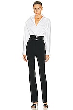 ALAÏA Belted Shirt in Blanc, view 4, click to view large image.