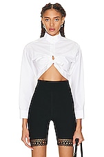 ALAÏA Cropped Shirt in Blanc, view 1, click to view large image.