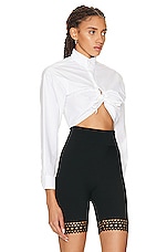 ALAÏA Cropped Shirt in Blanc, view 2, click to view large image.