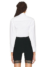 ALAÏA Cropped Shirt in Blanc, view 3, click to view large image.