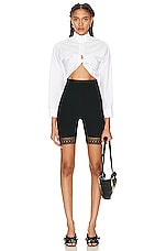 ALAÏA Cropped Shirt in Blanc, view 4, click to view large image.
