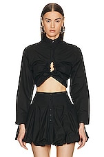ALAÏA Cropped Shirt in Noir , view 1, click to view large image.