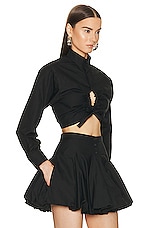 ALAÏA Cropped Shirt in Noir , view 2, click to view large image.