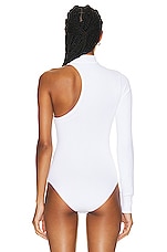 ALAÏA Cut Out Long Sleeve Bodysuit in Blanc, view 5, click to view large image.