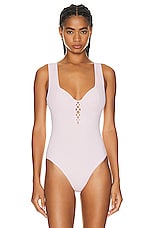 ALAÏA Corset Bodysuit in Rose Dragee, view 2, click to view large image.