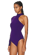 ALAÏA Asymetric Bodysuit in Ultraviolet, view 4, click to view large image.