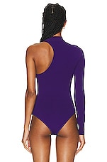 ALAÏA Asymetric Bodysuit in Ultraviolet, view 5, click to view large image.