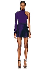 ALAÏA Asymetric Bodysuit in Ultraviolet, view 6, click to view large image.