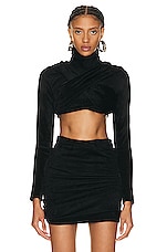 ALAÏA Draped Top in Noir, view 1, click to view large image.