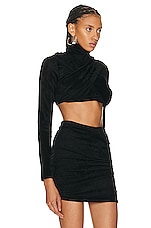 ALAÏA Draped Top in Noir, view 2, click to view large image.