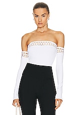 ALAÏA Vienne Bodysuit in Blanc, view 1, click to view large image.