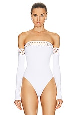 ALAÏA Vienne Bodysuit in Blanc, view 2, click to view large image.