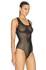 ALAÏA Fishnet Bodysuit in Minuit, view 3, click to view large image.