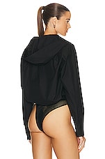 ALAÏA Hooded Bodysuit in Noir, view 4, click to view large image.