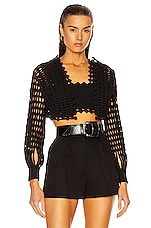 ALAÏA Knit Lace Top in Noir, view 1, click to view large image.