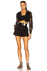 ALAÏA Knit Lace Top in Noir, view 4, click to view large image.