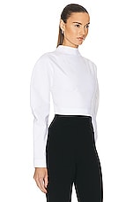 ALAÏA High Neck Top in Blanc, view 2, click to view large image.