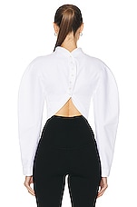 ALAÏA High Neck Top in Blanc, view 3, click to view large image.