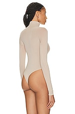 ALAÏA Turtleneck Bodysuit Top in Camel Clair, view 4, click to view large image.