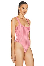 ALAÏA Crinoline Bodysuit in Rose Vif, view 3, click to view large image.