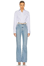 ALAÏA Shirt Bodysuit in Blanc & Bleu, view 5, click to view large image.