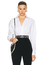 ALAÏA Poplin Shirt in Blanc, view 1, click to view large image.