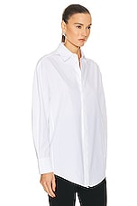 ALAÏA Poplin Shirt in Blanc, view 2, click to view large image.