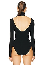 ALAÏA Cut Out Bodysuit Top in Noir ALA?A, view 4, click to view large image.