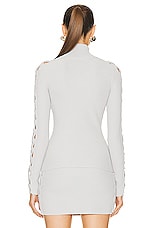 ALAÏA Long Sleeve Turtleneck Top in Gris Perle, view 3, click to view large image.