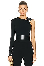 ALAÏA One Shoulder Top in Noir ALA?A, view 1, click to view large image.