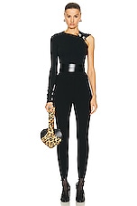 ALAÏA One Shoulder Top in Noir ALA?A, view 5, click to view large image.