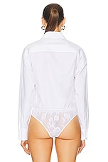 ALAÏA Button Up Bodysuit in Blanc, view 4, click to view large image.