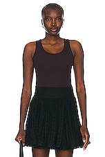 ALAÏA Tank Top Bodysuit in Chocolate, view 1, click to view large image.