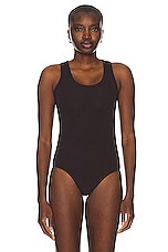 ALAÏA Tank Top Bodysuit in Chocolate, view 2, click to view large image.