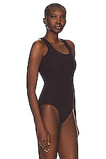 ALAÏA Tank Top Bodysuit in Chocolate, view 3, click to view large image.