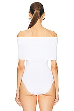 ALAÏA O-shoulder Bodysuit in Blanc, view 4, click to view large image.