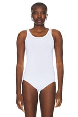 ALAÏA Tank Bodysuit in Blanc, view 2, click to view large image.