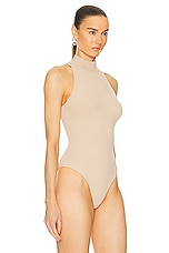 ALAÏA Halter Bodysuit in Camel Clair, view 3, click to view large image.