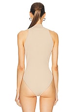 ALAÏA Halter Bodysuit in Camel Clair, view 4, click to view large image.