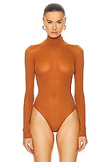 ALAÏA String Bodysuit in Cannelle, view 2, click to view large image.