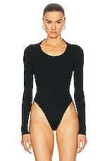 ALAÏA Rib Bodysuit in Noir, view 2, click to view large image.