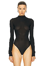 ALAÏA String Bodysuit in Noir, view 2, click to view large image.