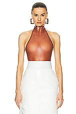 ALAÏA Halter Neck Bodysuit in Rose, view 1, click to view large image.