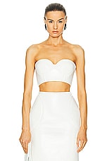 ALAÏA Leather Bustier Bra Top in Blanc, view 1, click to view large image.