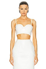 ALAÏA Leather Bustier Bra Top in Blanc, view 2, click to view large image.
