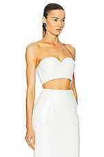 ALAÏA Leather Bustier Bra Top in Blanc, view 3, click to view large image.