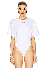 ALAÏA Fluid T-shirt Bodysuit in Blanc & Noir, view 2, click to view large image.