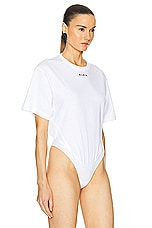 ALAÏA Fluid T-shirt Bodysuit in Blanc & Noir, view 3, click to view large image.